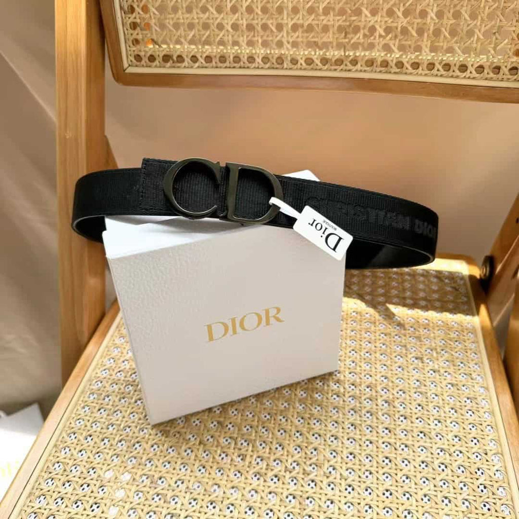 Christian Dior Black Canvas Jacquard Saddle Belt – DB022