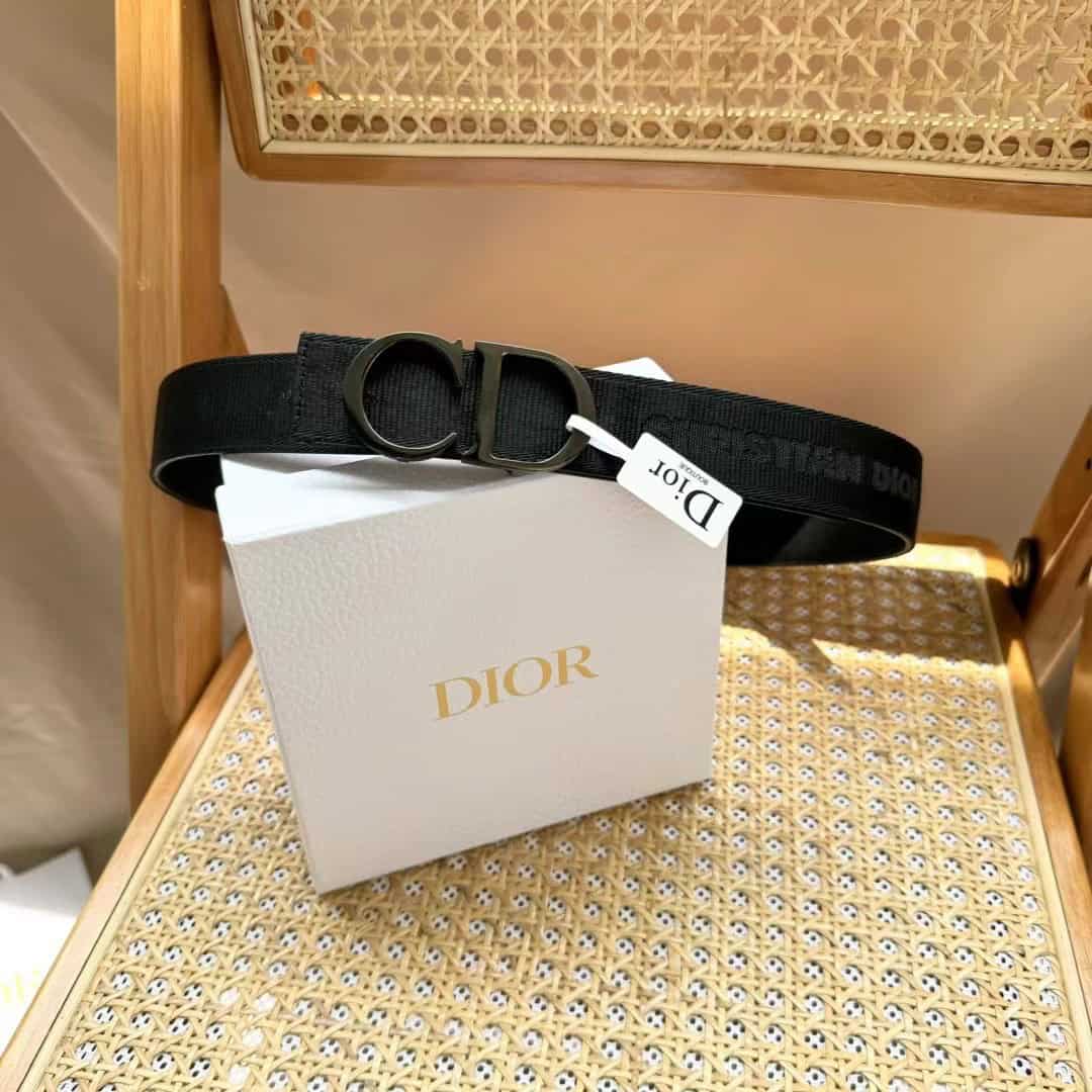 Christian Dior Black Canvas Jacquard Saddle Belt – DB022
