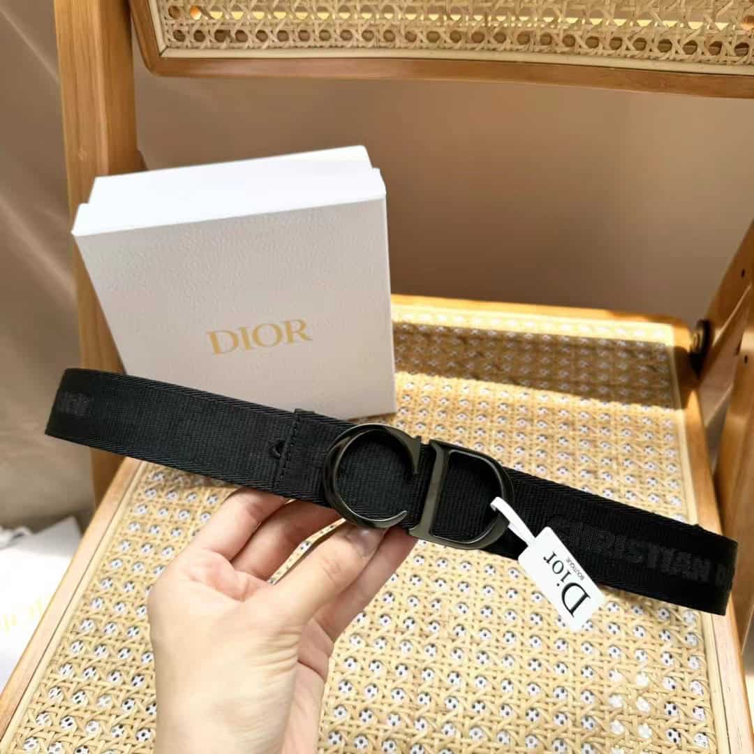 Christian Dior Black Canvas Jacquard Saddle Belt – DB022