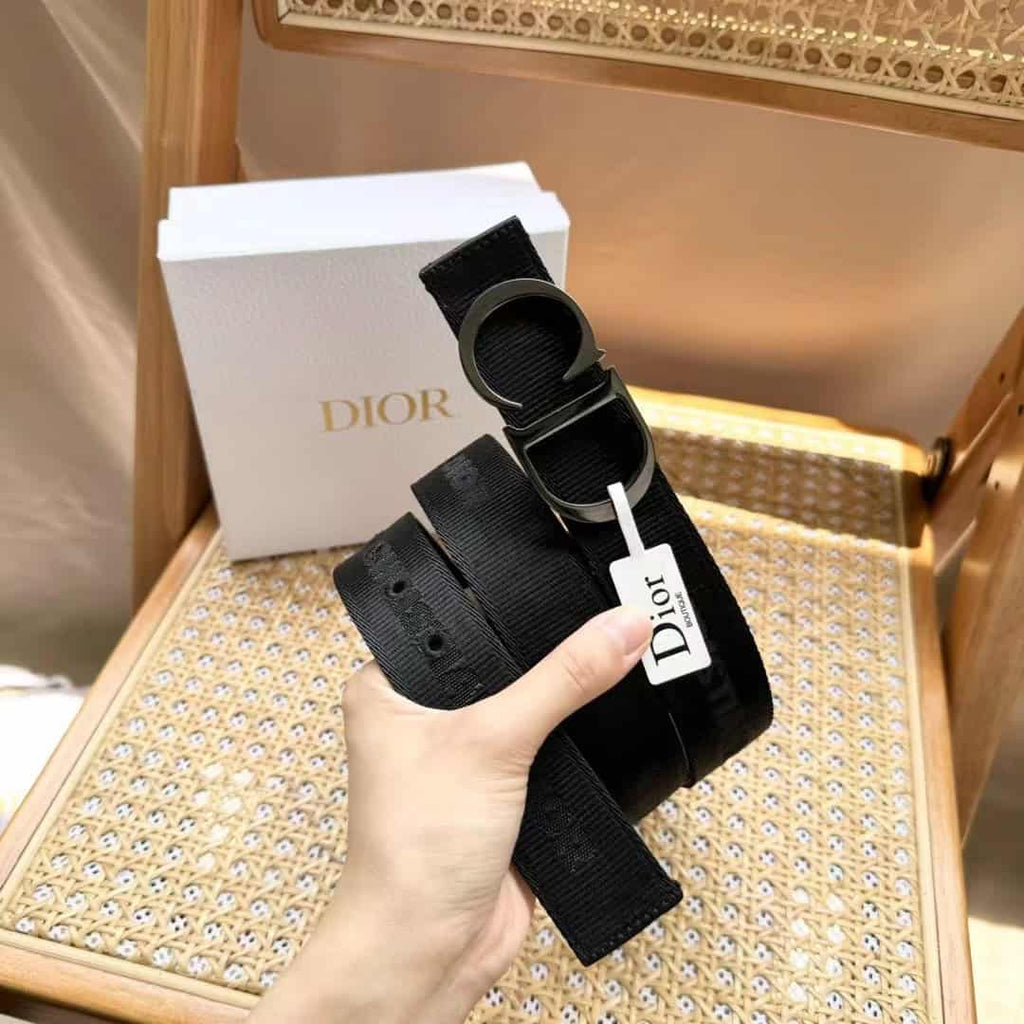 Christian Dior Black Canvas Jacquard Saddle Belt – DB022