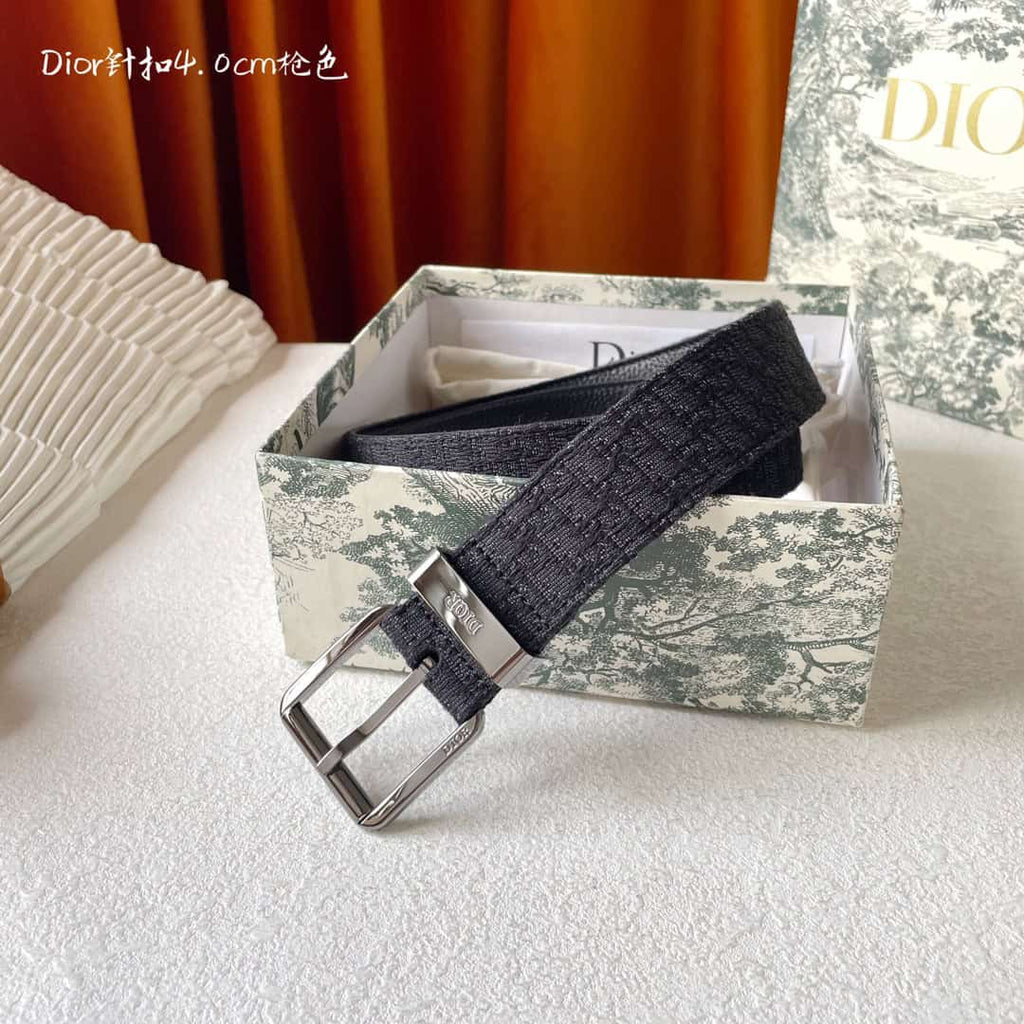Black Dior Oblique Jacquard and Black Grained Calfskin Belt – DB026