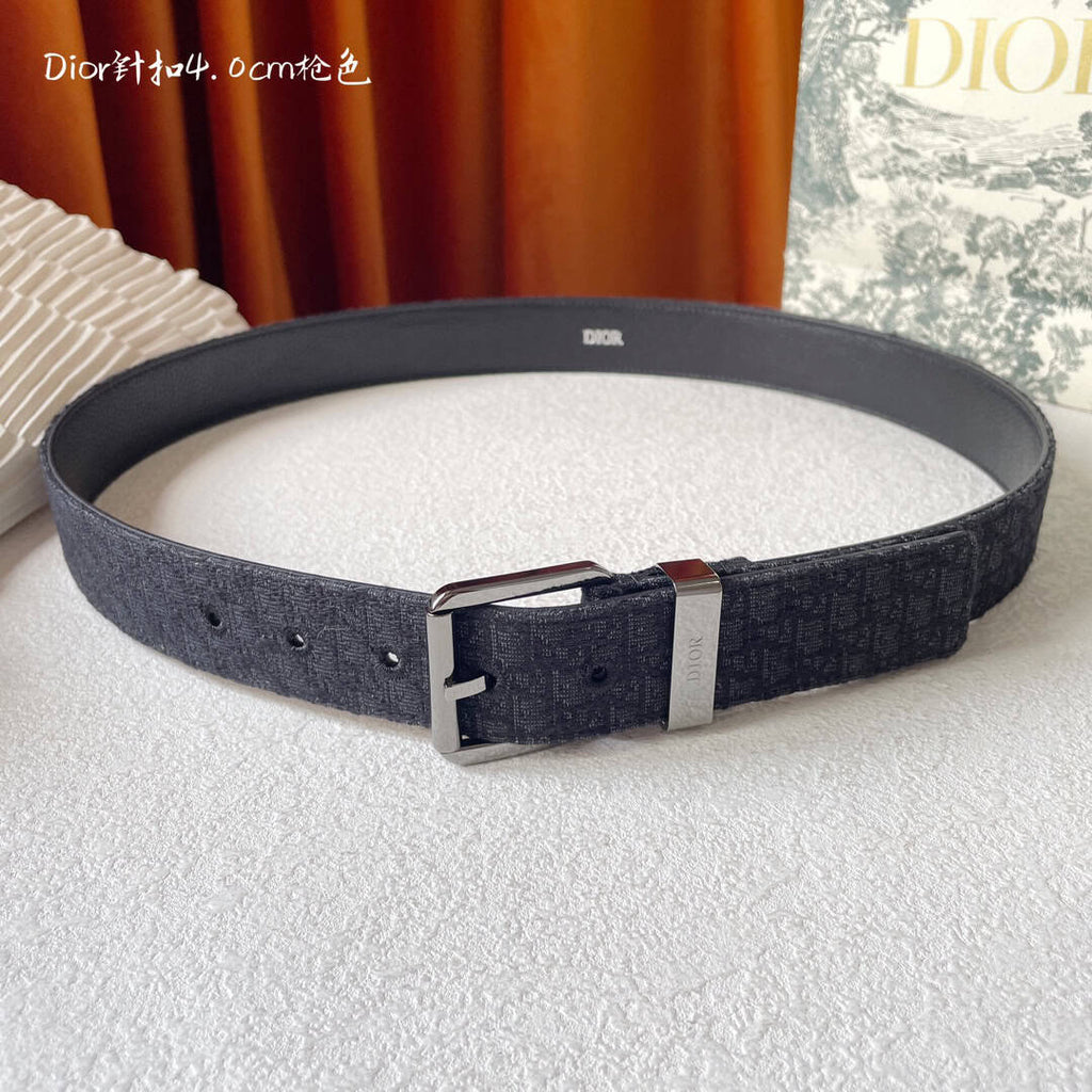 Black Dior Oblique Jacquard and Black Grained Calfskin Belt – DB026