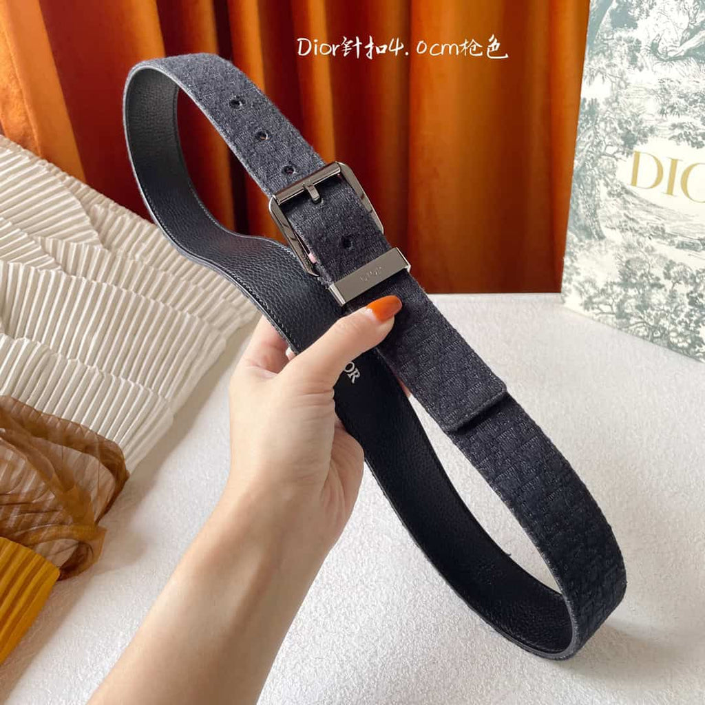 Black Dior Oblique Jacquard and Black Grained Calfskin Belt – DB026