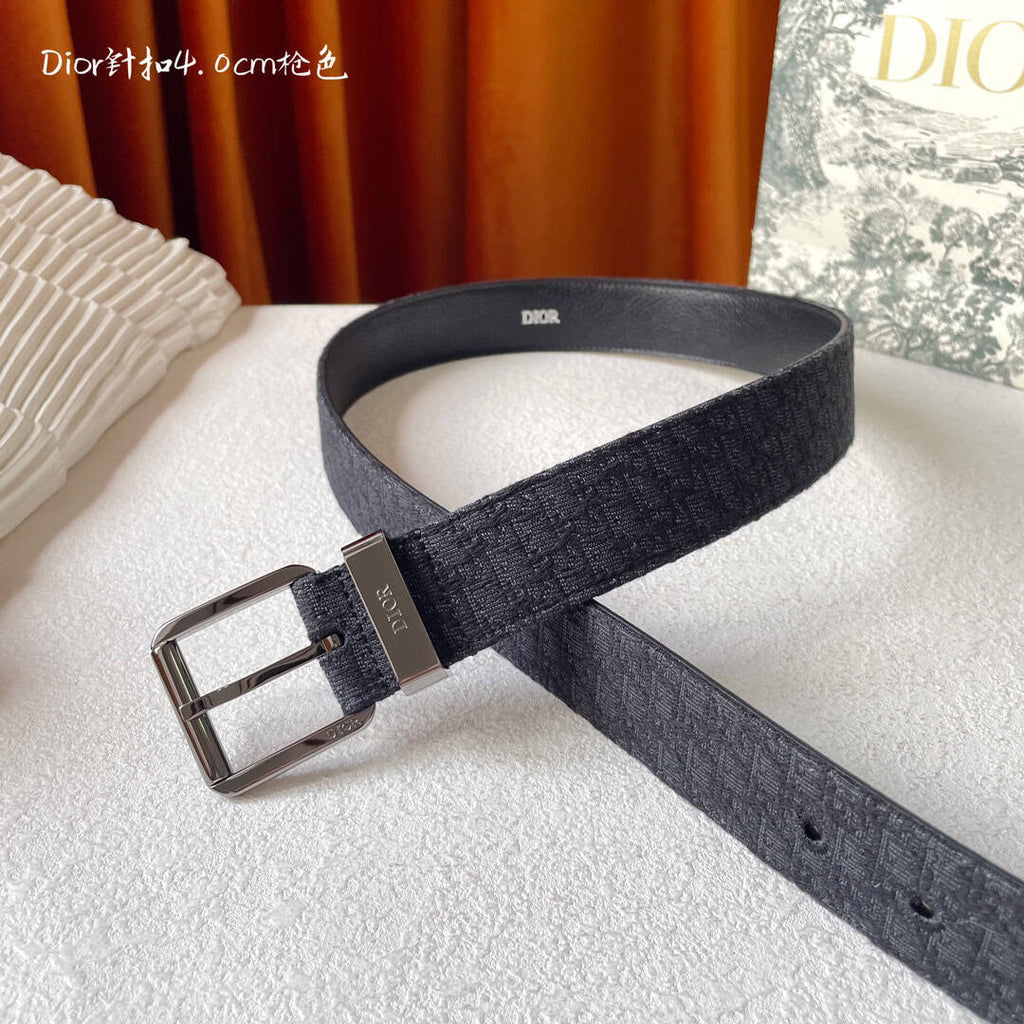 Black Dior Oblique Jacquard and Black Grained Calfskin Belt – DB026