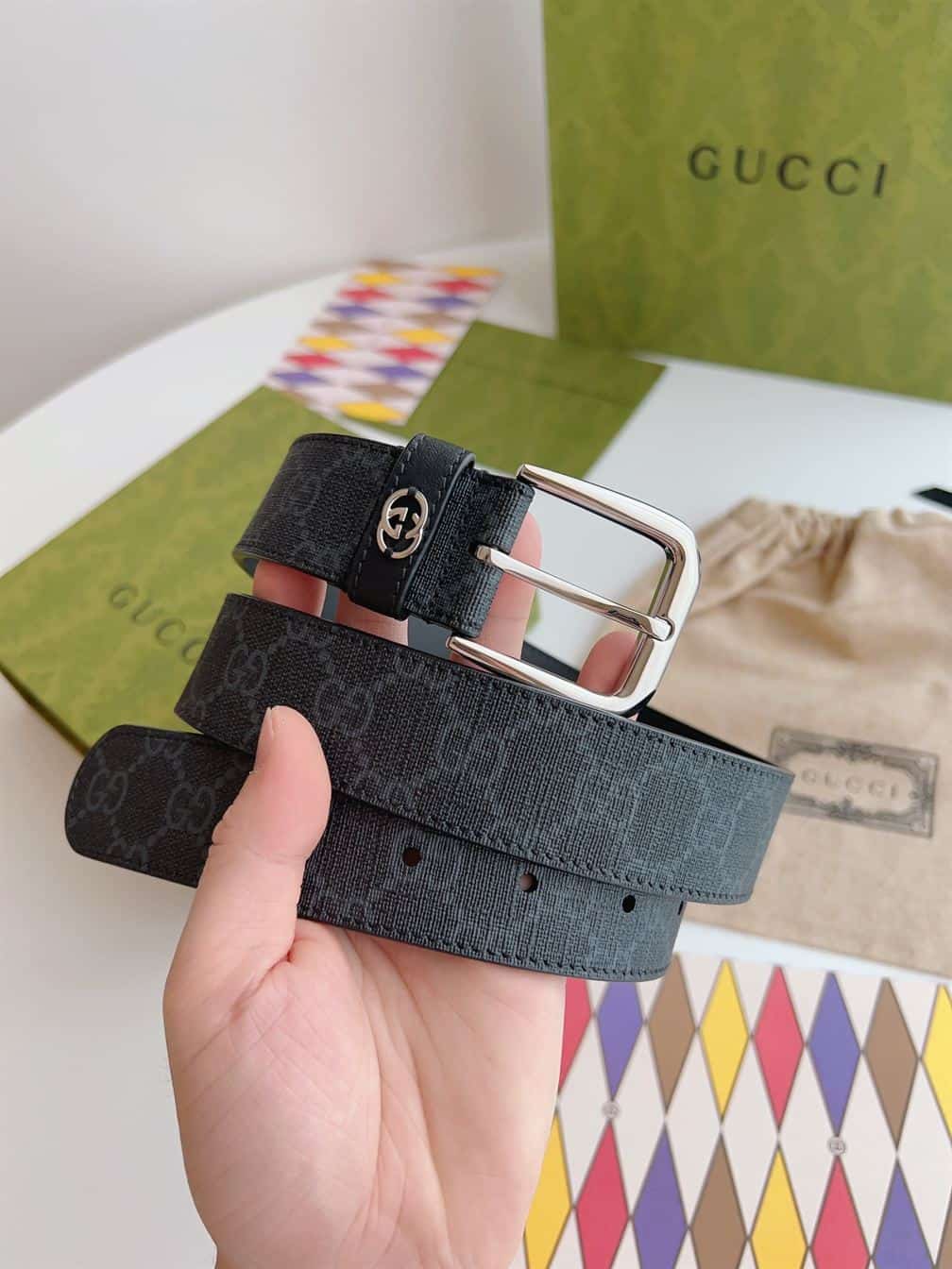 GUCCI BELT WITH INTERLOCKING G DETAIL – GB039