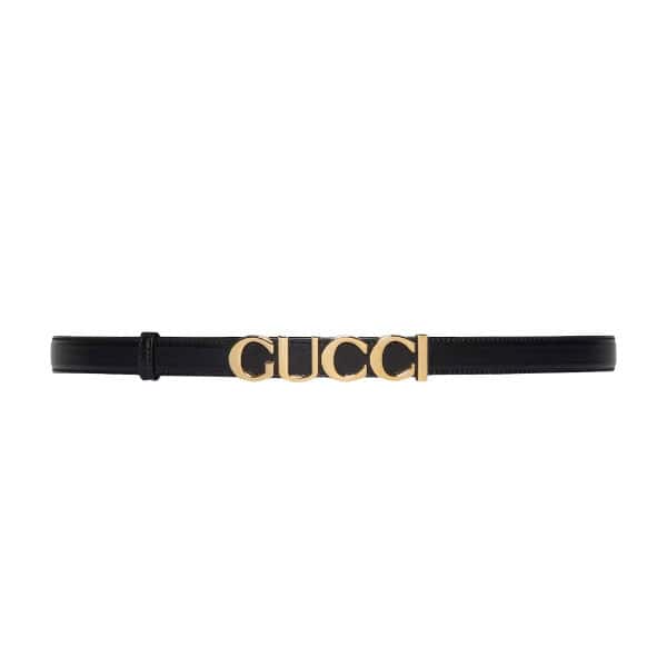GUCCI BUCKLE THIN BELT BLACK LEATHER – GB024