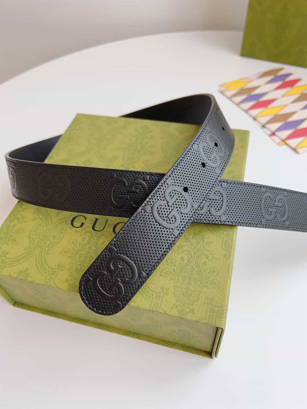 GUCCI GG BELT WITH RECTANGULAR BUCKLE – GB044
