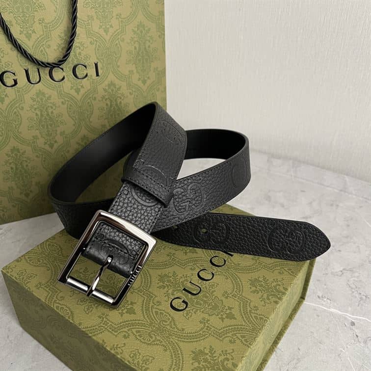 GUCCI GG RUBBER-EFFECT LEATHER BELT – GB049