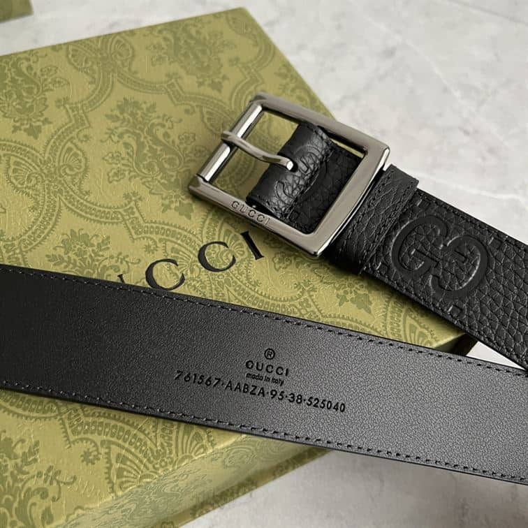 GUCCI GG RUBBER-EFFECT LEATHER BELT – GB049