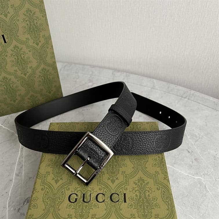 GUCCI GG RUBBER-EFFECT LEATHER BELT – GB049