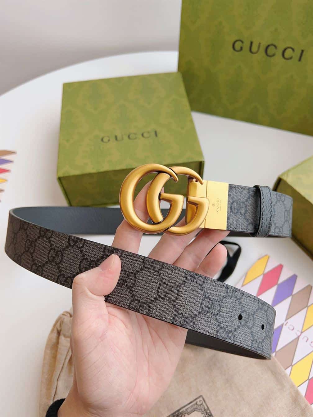 GUCCI LEATHER BELT WITH DOUBLE G – GB031