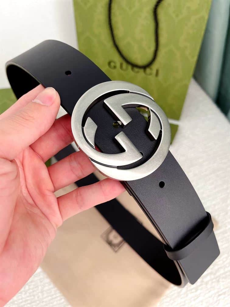 GUCCI LEATHER BELT WITH INTERLOCKING G – GB002