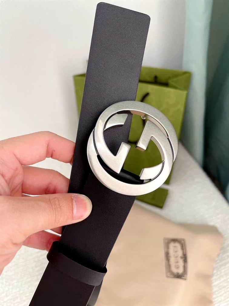GUCCI LEATHER BELT WITH INTERLOCKING G – GB002