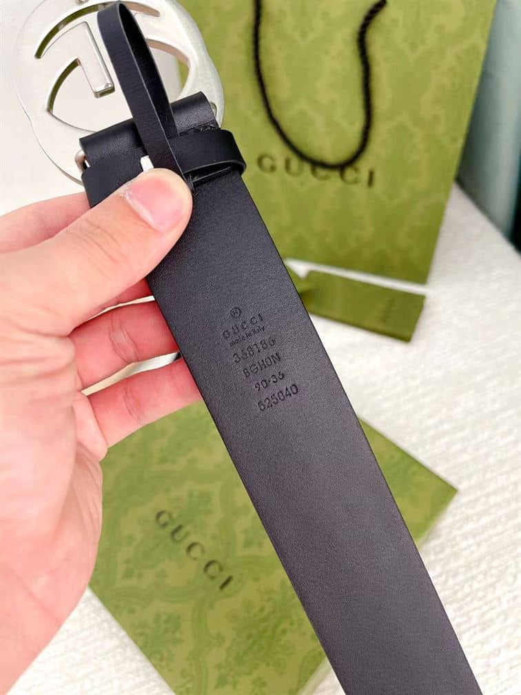 GUCCI LEATHER BELT WITH INTERLOCKING G – GB002