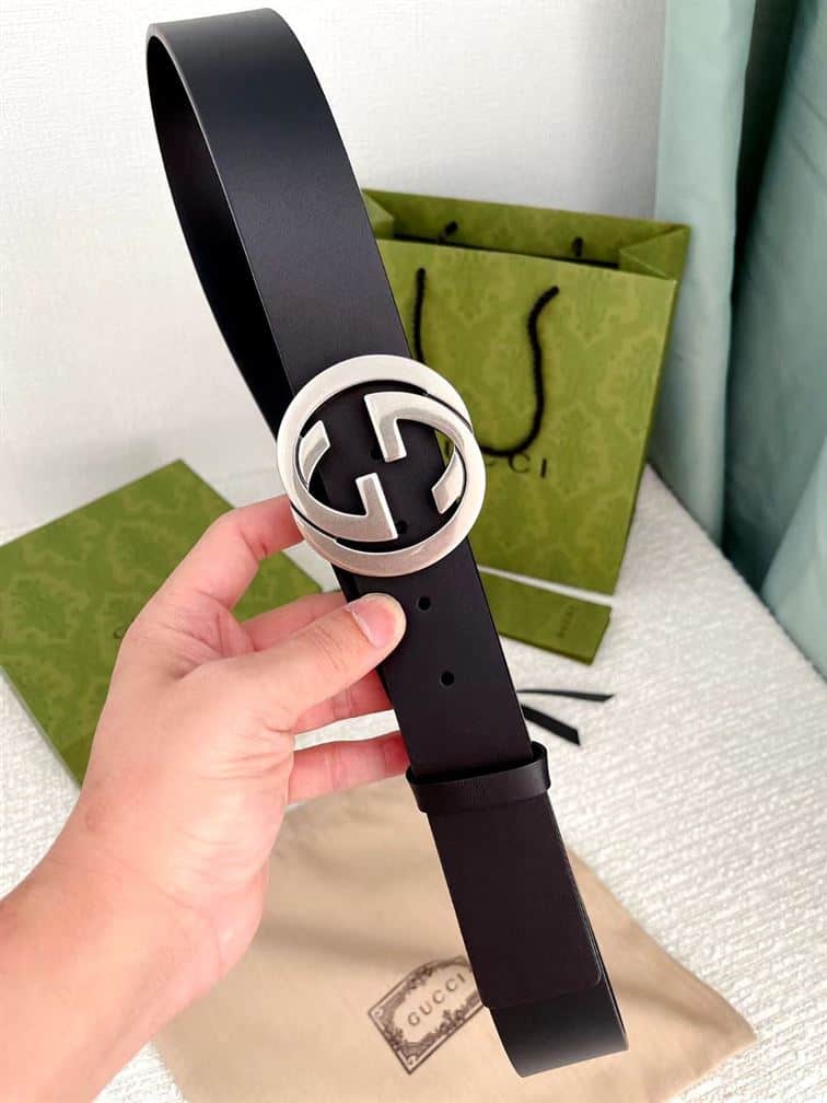 GUCCI LEATHER BELT WITH INTERLOCKING G – GB002