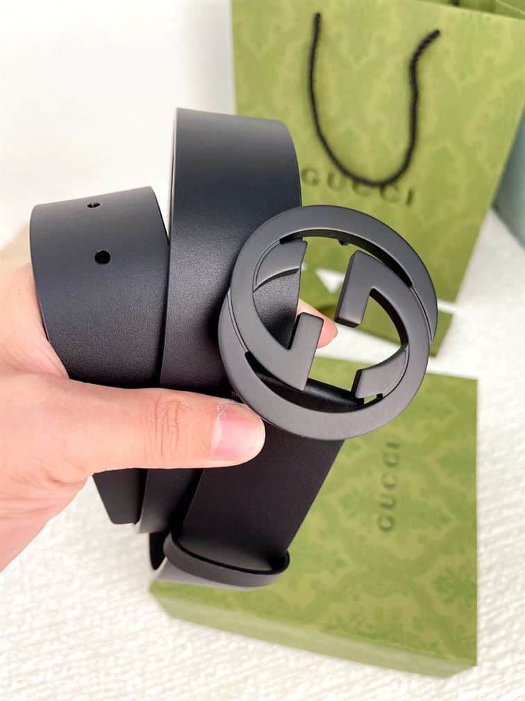 GUCCI LEATHER BELT WITH INTERLOCKING G – GB006