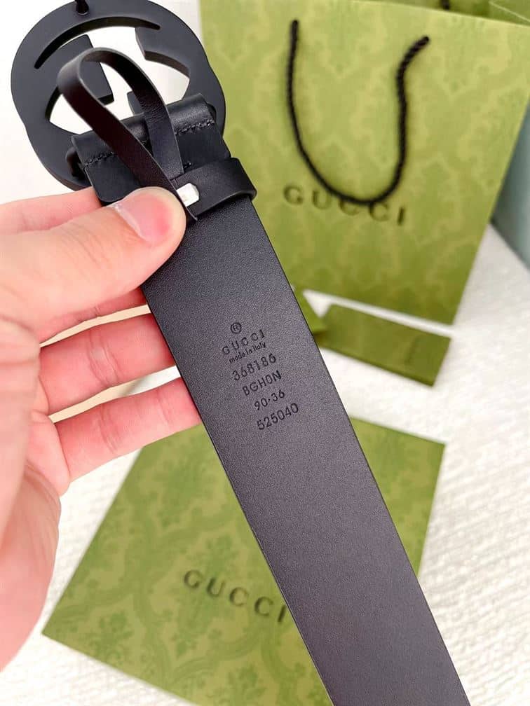 GUCCI LEATHER BELT WITH INTERLOCKING G – GB006