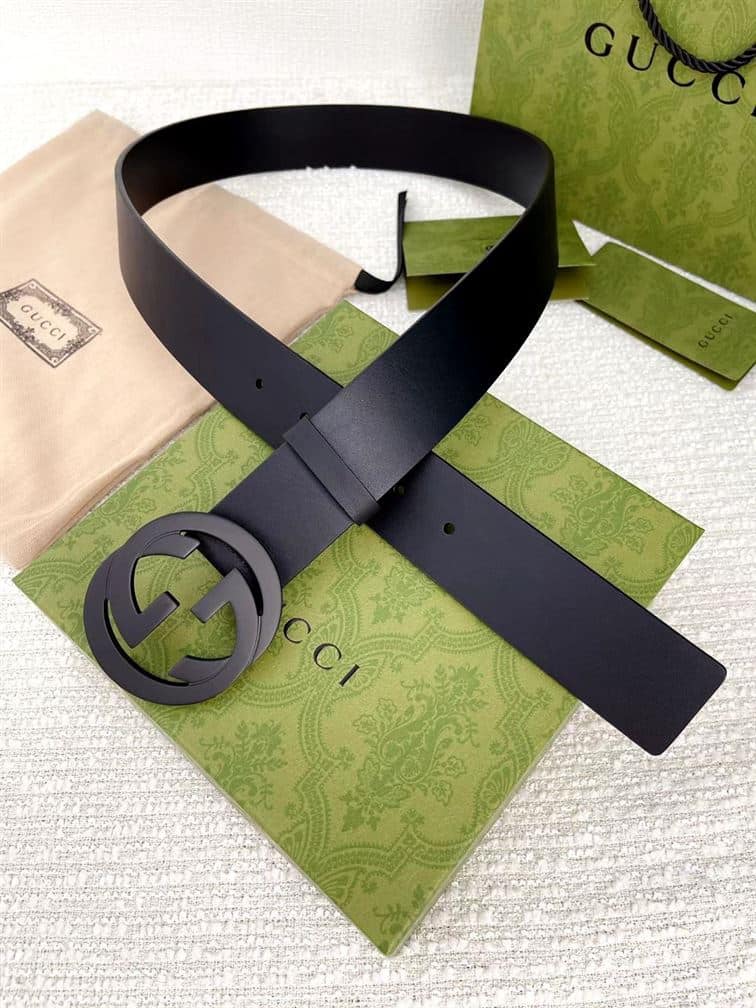 GUCCI LEATHER BELT WITH INTERLOCKING G – GB006
