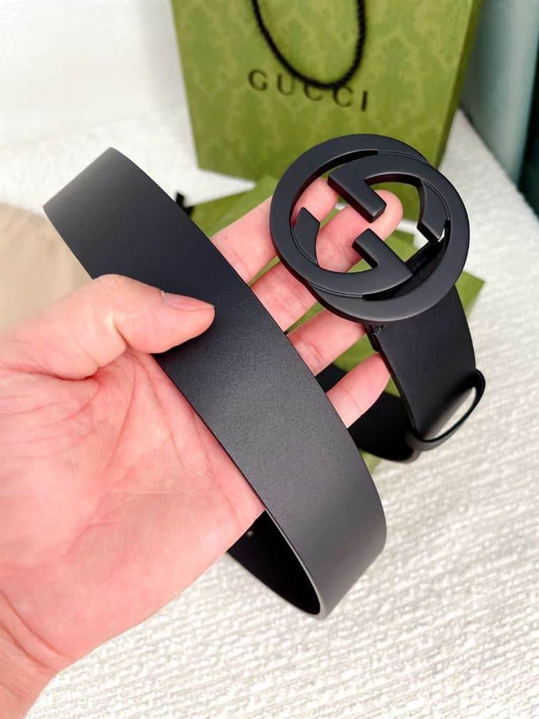 GUCCI LEATHER BELT WITH INTERLOCKING G – GB006