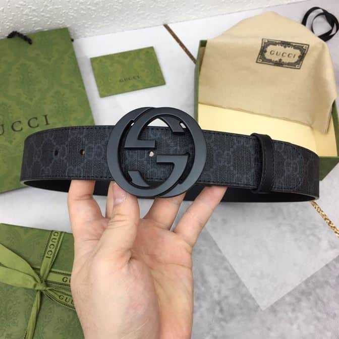 GUCCI MEN’S BLACK GG SUPREME BELT WITH G BUCKLE – GB001