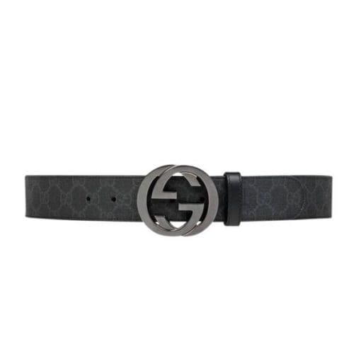 GUCCI MEN’S BLACK GG SUPREME BELT WITH G BUCKLE – GB001
