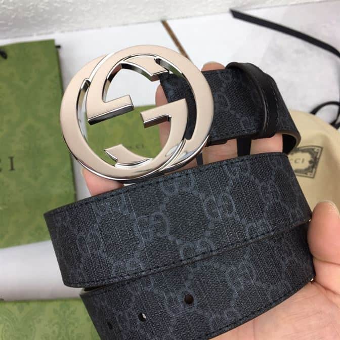 GUCCI MEN’S BLACK GG SUPREME BELT WITH G BUCKLE – GB003