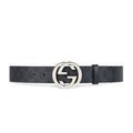 GUCCI MEN’S BLACK GG SUPREME BELT WITH G BUCKLE – GB003