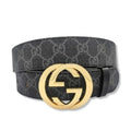 GUCCI MEN’S BLACK GG SUPREME BELT WITH G BUCKLE – GB018