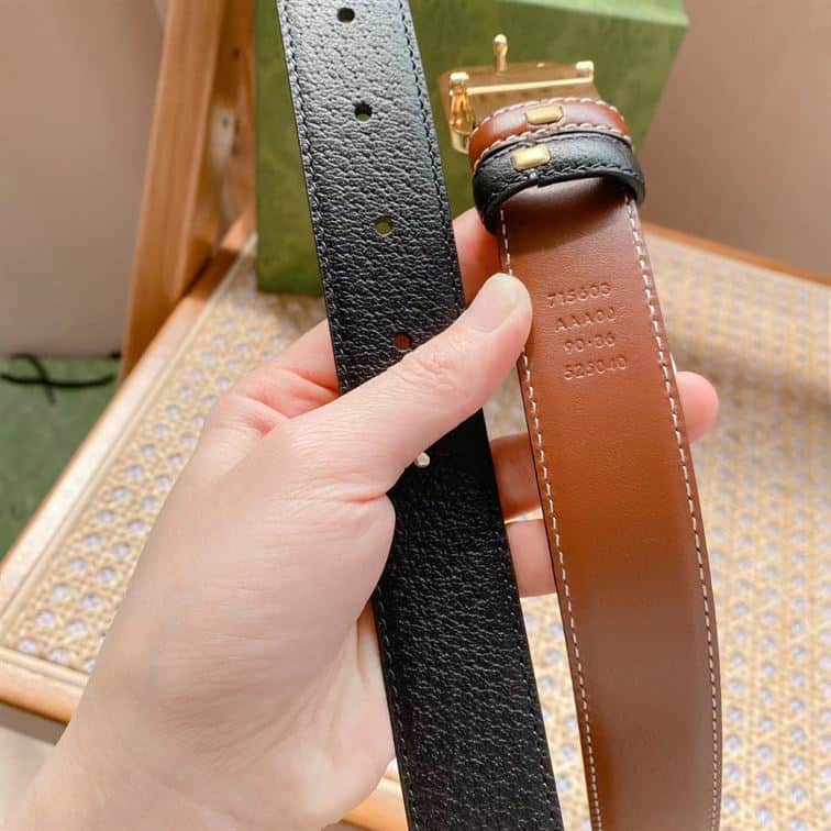 GUCCI REVERSIBLE BELT WITH SQUARED INTERLOCKING G – GB021