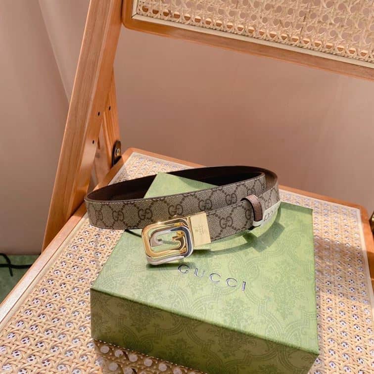 GUCCI REVERSIBLE BELT WITH SQUARED INTERLOCKING G – GB022