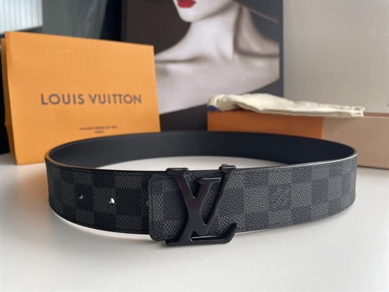 LOUIS VUITTON BELT INITIALES DAMIER GRAPHITE BLACK GREY – LBE019